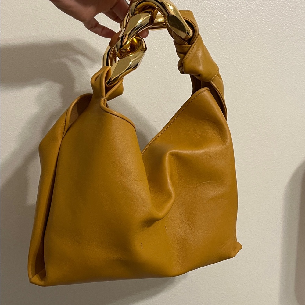 JW Anderson Medium Tan Hobo Bag with Gold Chain Handle